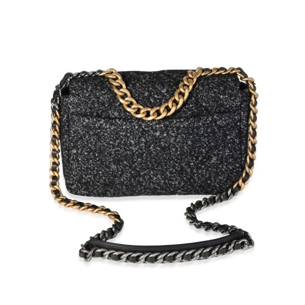 118142 pv Chanel Black Charcoal Boucle Medium Chanel 19 Flap Bag