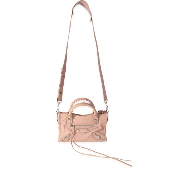 118145 bv Balenciaga Rose De Sables Chèvre Leather Metallic Edge Mini City Bag