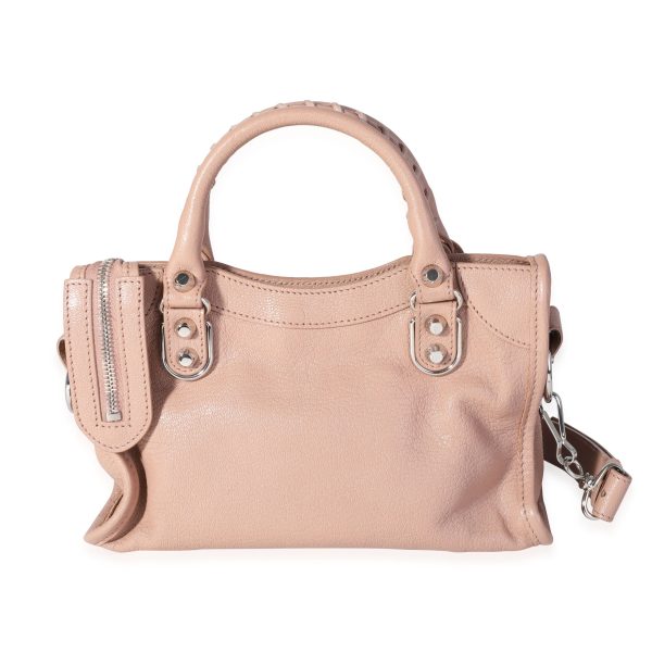 118145 pv Balenciaga Rose De Sables Chèvre Leather Metallic Edge Mini City Bag