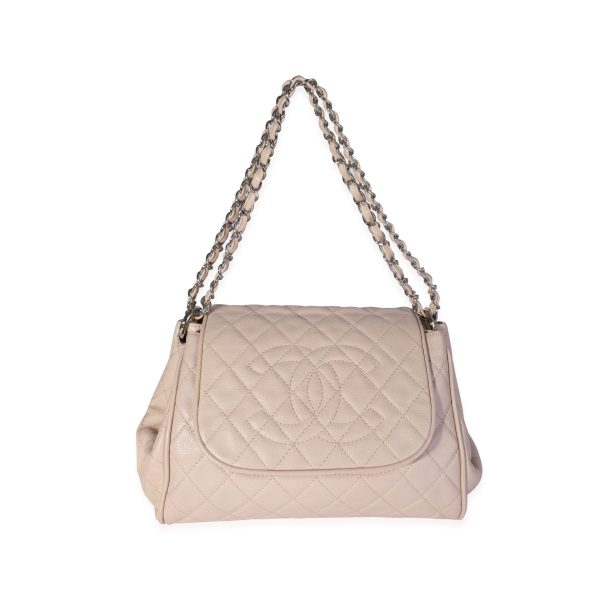 118161 bv Chanel Beige Quilted Caviar Timeless Accordion Flap