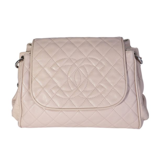 118161 fv Chanel Beige Quilted Caviar Timeless Accordion Flap