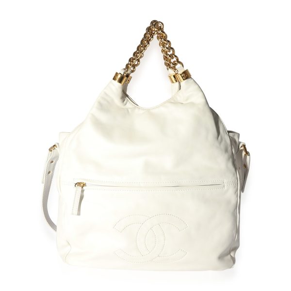 118162 fv Chanel Cream Lambskin Rodeo Drive Medium Hobo