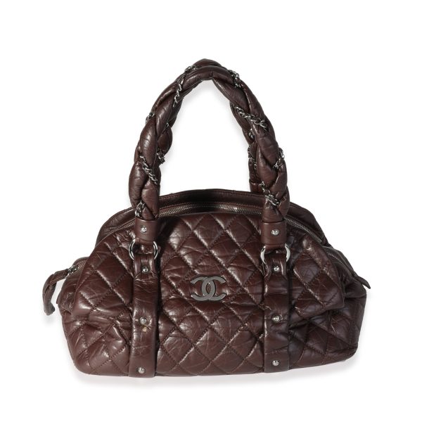 118243 fv Chanel Brown Aged Calfskin Lady Braid Bowler