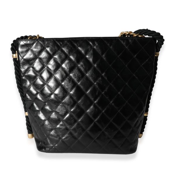 118326 pv Chanel Black Crumpled Calfskin En Vogue Rope Tote