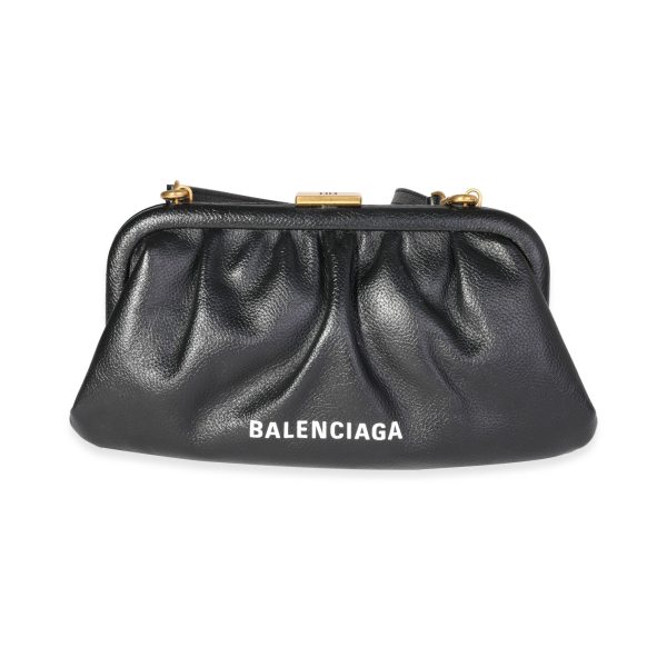 118350 fv 7ed4134d aaad 4f96 a6ff ac31d88bd07b Balenciaga Black Leather XS Cloud Clutch