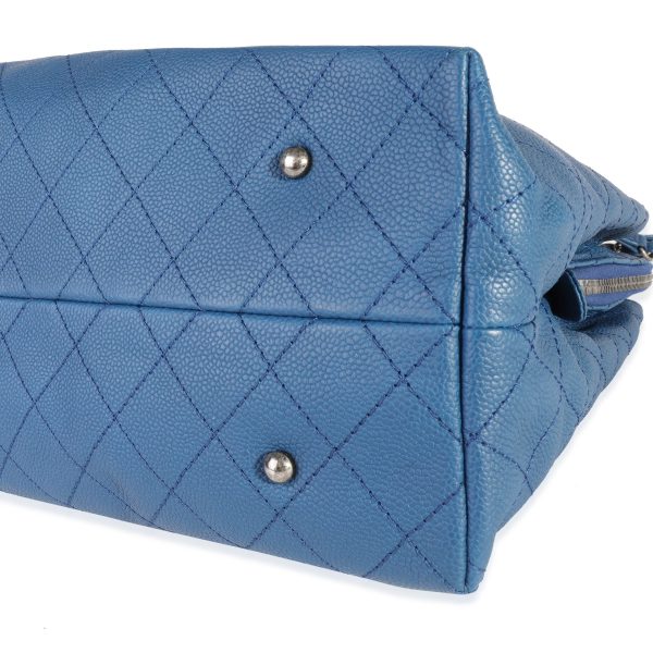 118401 clasp f91dbf86 372c 4948 b642 cea4d1128611 Chanel Blue Quilted Caviar Urban Shopping Tote