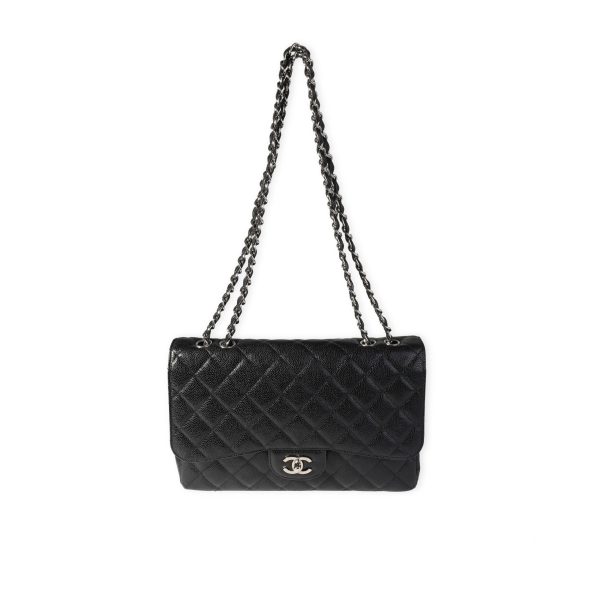 118406 bv Chanel Black Caviar Quilted Jumbo Classic Single Flap Bag