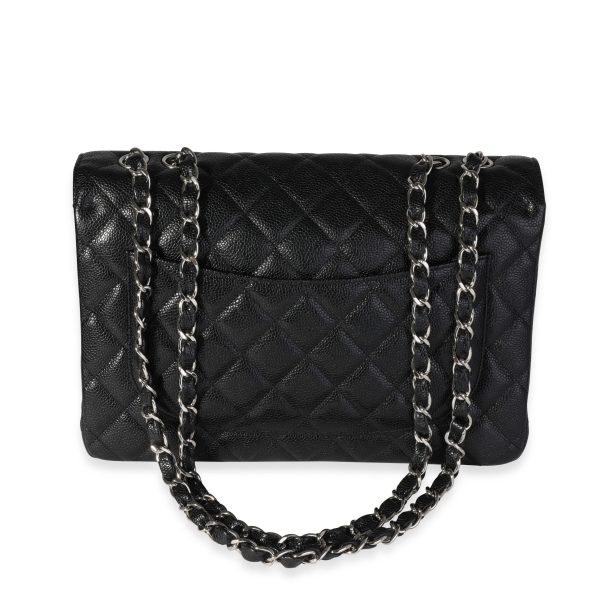 118406 pv Chanel Black Caviar Quilted Jumbo Classic Single Flap Bag