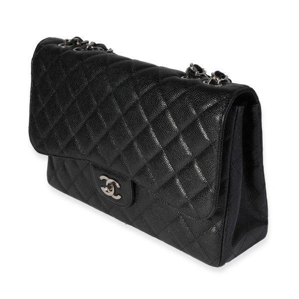 118406 sv 9f3db15c 6305 4905 aa5d 2aec2699ecf3 Chanel Black Caviar Quilted Jumbo Classic Single Flap Bag