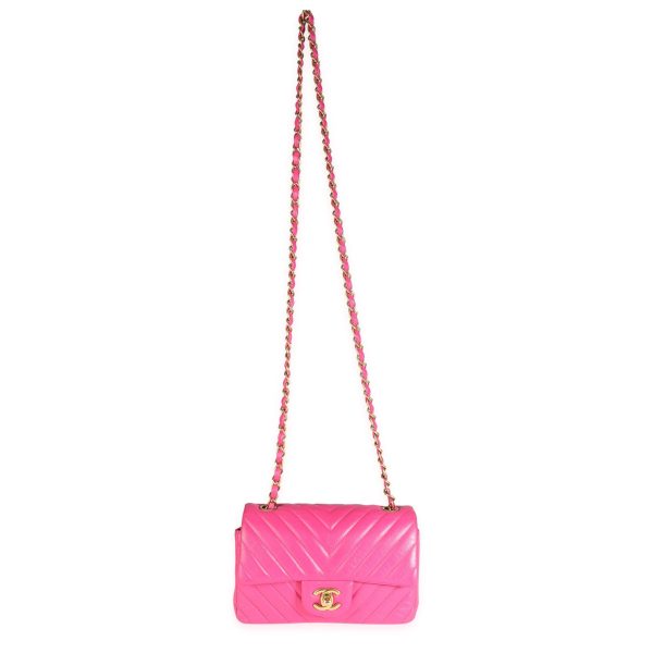 118410 bv a6f3fac6 7b3c 495c ade8 e9a495cea33f Chanel Hot Pink Chevron Quilted Lambskin Mini Rectangular Flap Bag