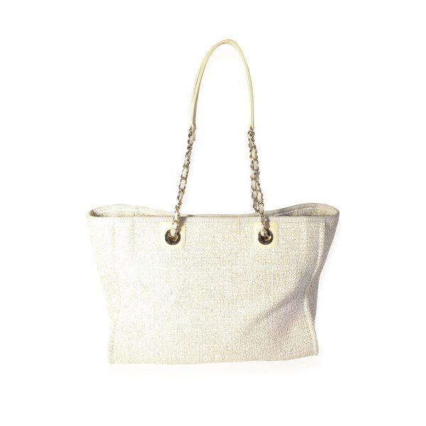 118429 pv Chanel Ivory Metallic Tweed Small Deauville Tote