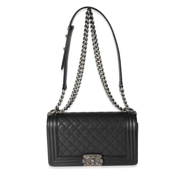 118472 bv 0478fa23 99f9 48e8 83fb 440553d97c3f Chanel Black Quilted Leather Old Medium Boy Bag