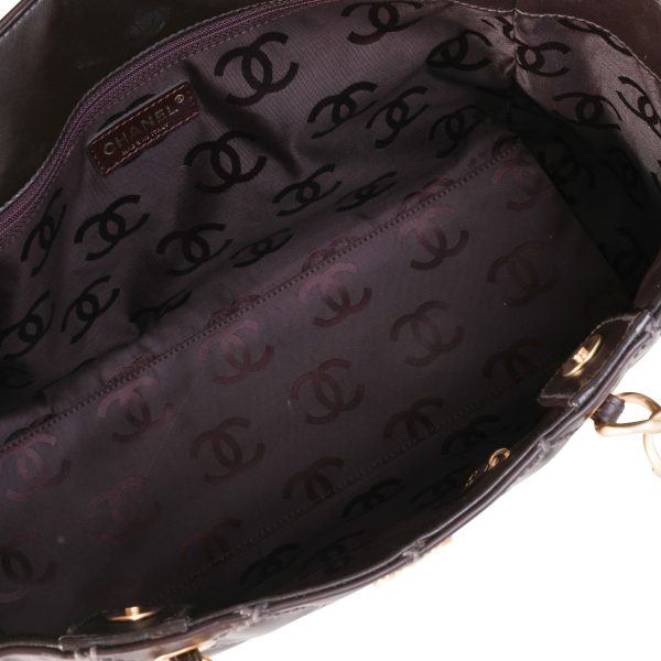 118489 av Chanel Brown Glazed Leather Wild Stitch Tote