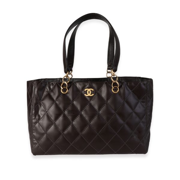 118489 fv Chanel Brown Glazed Leather Wild Stitch Tote