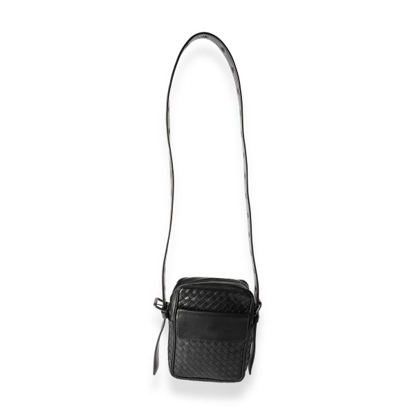 118490 bv Bottega Veneta Black Intrecciato Leather Crossbody Bag