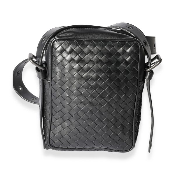 118490 fv Bottega Veneta Black Intrecciato Leather Crossbody Bag