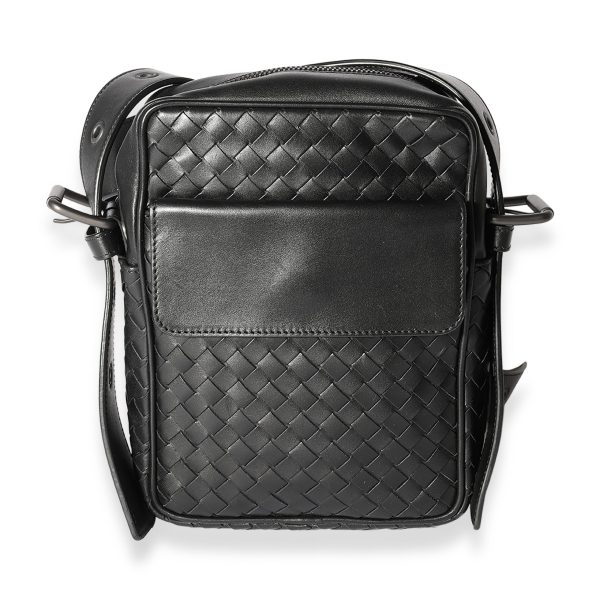 118490 pv Bottega Veneta Black Intrecciato Leather Crossbody Bag