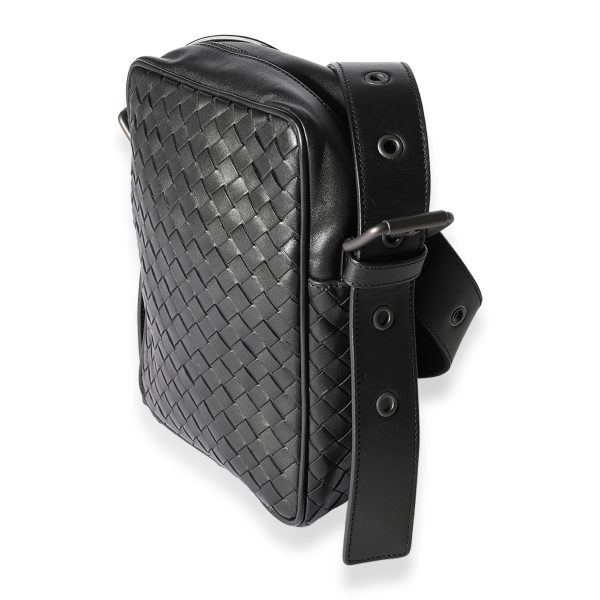 118490 sv Bottega Veneta Black Intrecciato Leather Crossbody Bag