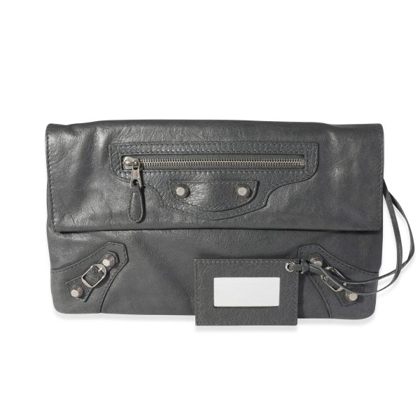 118495 ad1 cfec89f4 fcab 460b a72b d74f3911824b Balenciaga Grey Leather Giant 12 Envelope Clutch