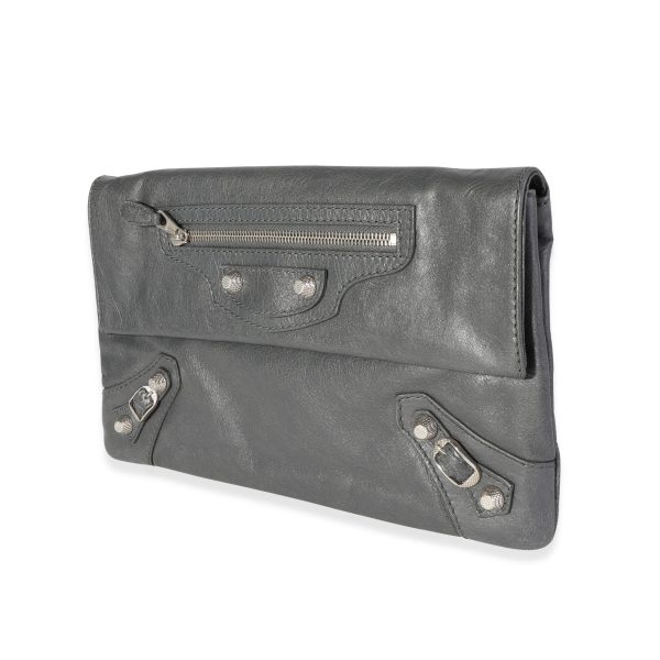 118495 sv d0139bd9 3545 40d3 a614 acc604080875 Balenciaga Grey Leather Giant 12 Envelope Clutch