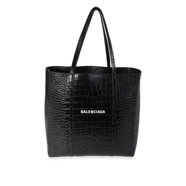 118528 fv Balenciaga Crocodile Embossed Leather Small Everyday Tote