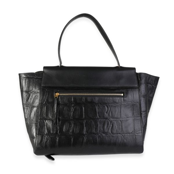 118536 pv Celine Black Crocodile Embossed Leather Small Belt Bag