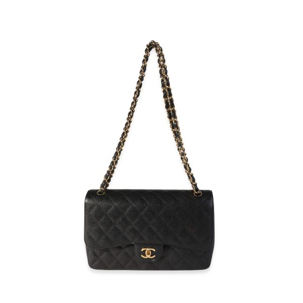 118540 bv Chanel Black Quilted Caviar Jumbo Classic Double Flap Bag