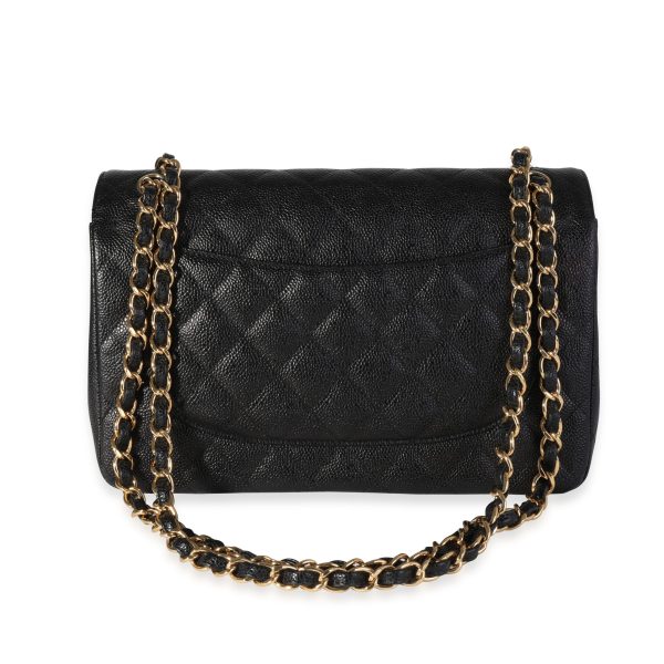 118540 pv Chanel Black Quilted Caviar Jumbo Classic Double Flap Bag