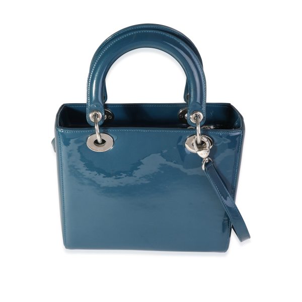 118576 ad2 Dior Blue Patent Leather Medium Cannage Bag