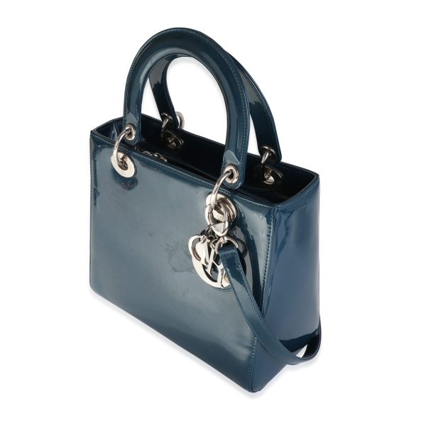 118576 sv Dior Blue Patent Leather Medium Cannage Bag