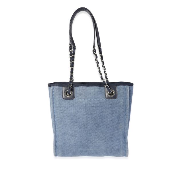 118589 pv Chanel Blue Canvas Calfskin Mini Deauville Tote