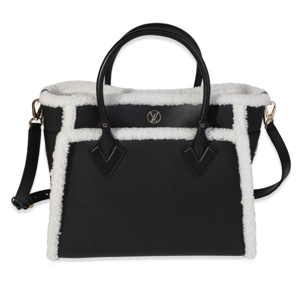 118593 fv Louis Vuitton Black Grained Calfskin White Shearling Monogram On My Side MM