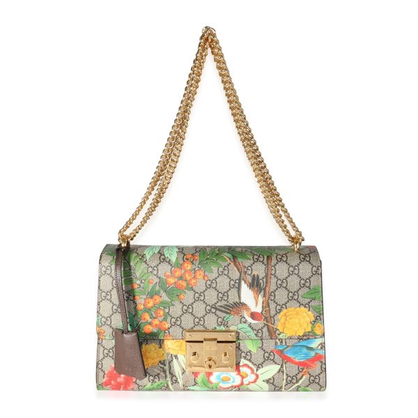 118620 bv dd965b25 0860 459f 97eb bd70eff2d1d4 Gucci Beige Multicolore Coated Canvas Tian Padlock Medium Shoulder Bag