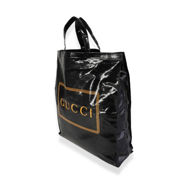 118634 sv Gucci Black Gold Coated Canvas Montecarlo Tote