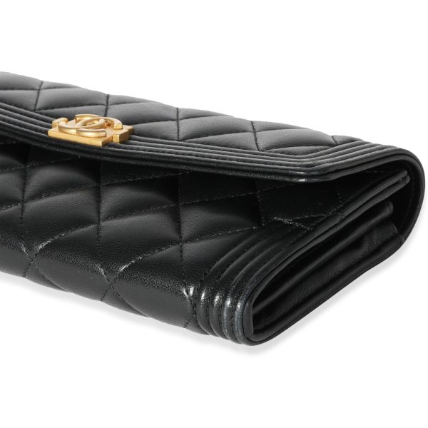 118643 box Chanel Black Quilted Lambskin Boy Wallet