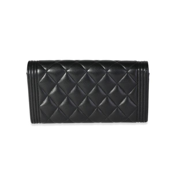 118643 pv Chanel Black Quilted Lambskin Boy Wallet