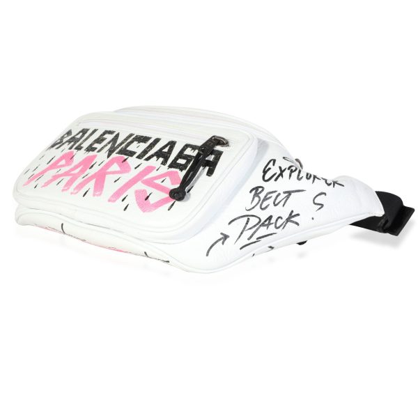 118733 clasp 90e07985 624f 4761 99f1 c3c8b46002b1 Balenciaga White Graffiti Leather Explorer Belt Bag