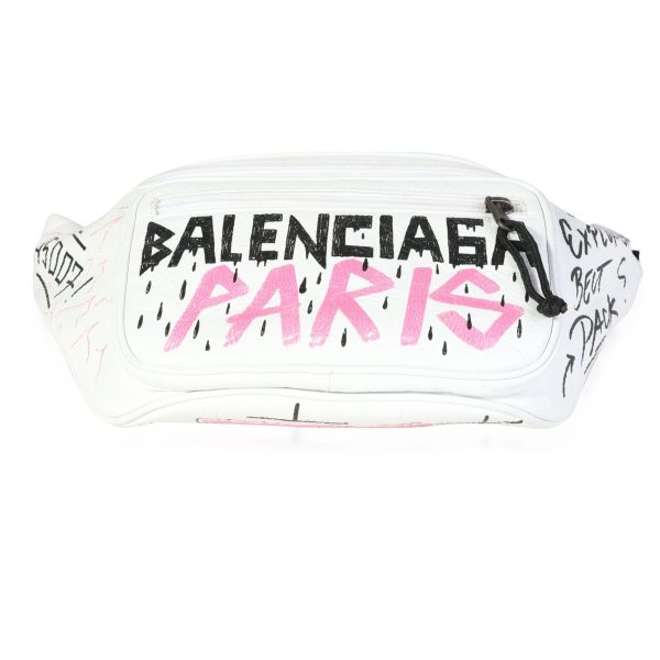 118733 stamp 88b20f82 4305 4fad bcde 157e9d0ecd1e Balenciaga White Graffiti Leather Explorer Belt Bag