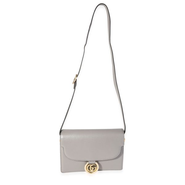 118750 bv Gucci Gray Leather GG Ring Shoulder Bag