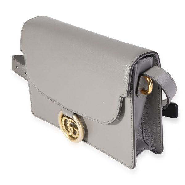 118750 sv Gucci Gray Leather GG Ring Shoulder Bag