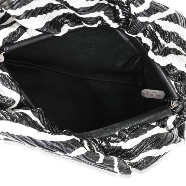 118777 bv Bottega Veneta Black White Zebra Calfskin Chain Pouch