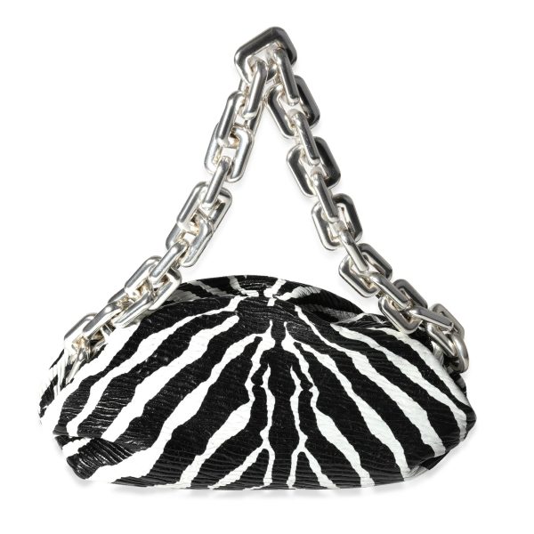 118777 fv Bottega Veneta Black White Zebra Calfskin Chain Pouch