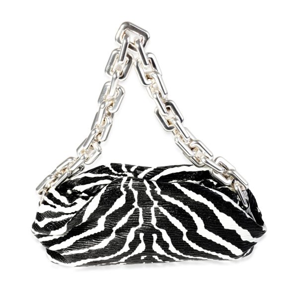 118777 pv Bottega Veneta Black White Zebra Calfskin Chain Pouch