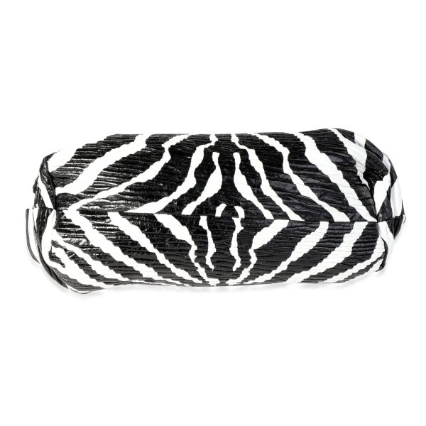 118777 stamp Bottega Veneta Black White Zebra Calfskin Chain Pouch