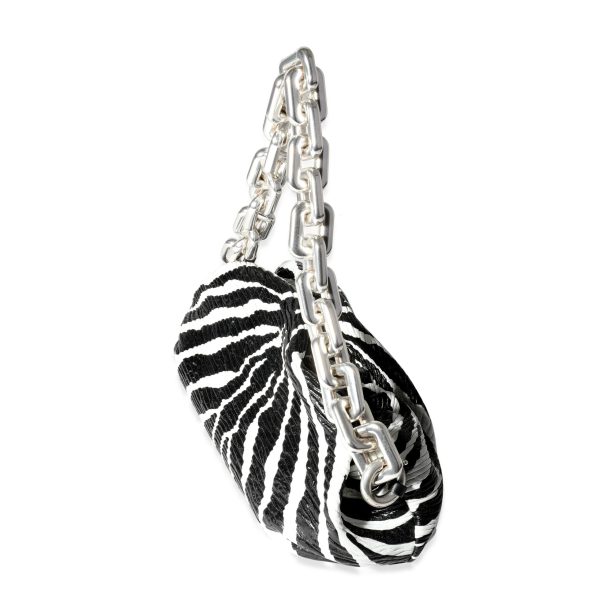 118777 sv Bottega Veneta Black White Zebra Calfskin Chain Pouch