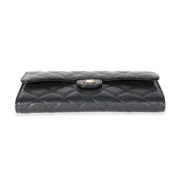 118786 box Chanel Black Quilted Caviar Classic Wallet