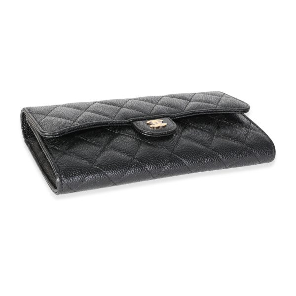 118786 bv Chanel Black Quilted Caviar Classic Wallet