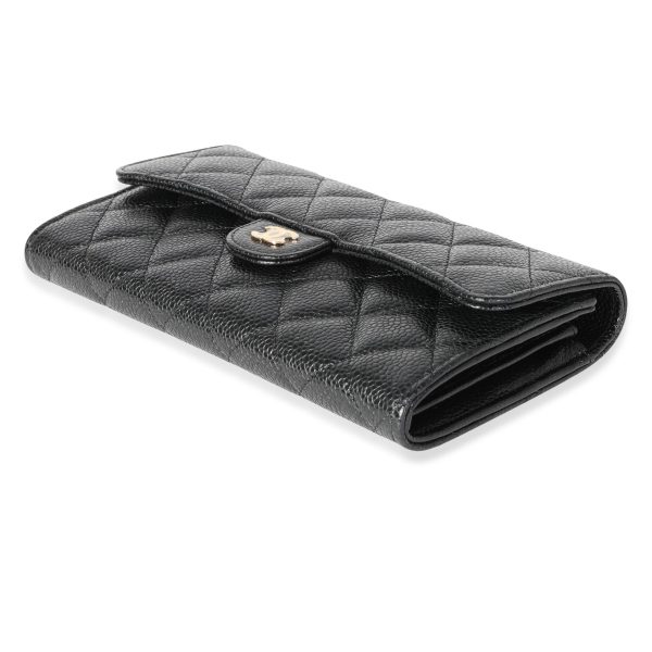 118786 clasp Chanel Black Quilted Caviar Classic Wallet