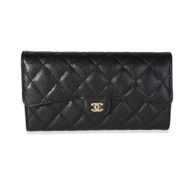 118786 fv Chanel Black Quilted Caviar Classic Wallet