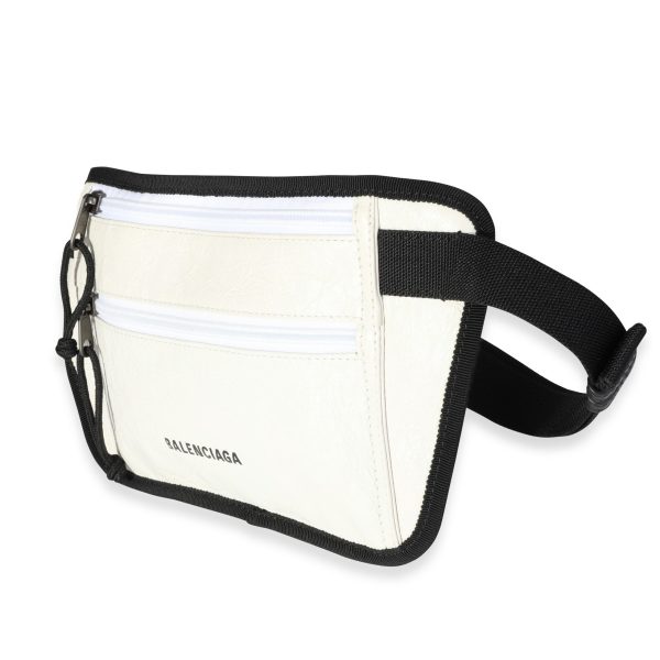 118841 sv c5826504 6ed8 4398 bbde 8c850b90b414 Balenciaga White Leather Black Weekend Belt Bag